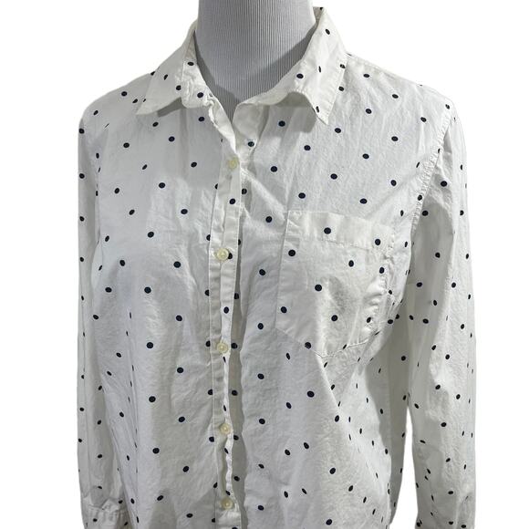 Old Navy Women's Classic Shirt Black polka dot button up top blouse SIZE Large - Picture 2 of 6